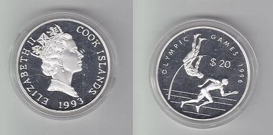 20 Dollar Silber Münze Cook Inseln1993 Olympiade 1996