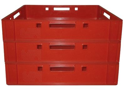 3 Stück Metzgerkiste Lagerkiste Transportbehälter Eurobox E1 rot neu