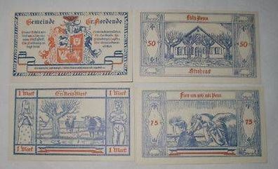 4 Banknoten Notgeld der Gemeinde Groß Nordende 1921