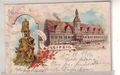 24/8 Ak Lithografie Gruss aus Leipzig Rathaus 1900