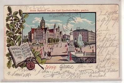 24/14 Ak Lithografie Leipzig Neues Rathaus 1900