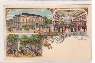 30/114 Ak Litho Leipzig Etablissement Sanssouci um 1900