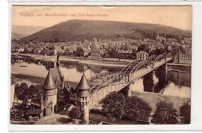 35266 Ak Traben Moselbrücke und Brückenschenke um 1930