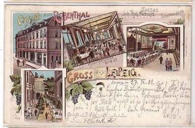 30/40 Ak Litho Gruss aus Leipzig Casino Rosenthal 1901