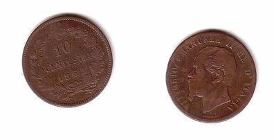 10 Centesimi Kupfer Münze Italien 1863