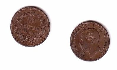 10 Centesimi Kupfer Münze Italien 1866 M