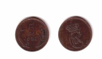 5 Öre Kupfer Münze Dänemark 1898