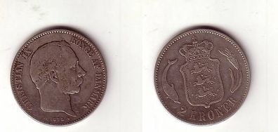 2 Kroner Kupfer Münze Dänemark 1875