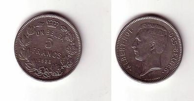 5 Franc Nickel Münze Belgien 1933
