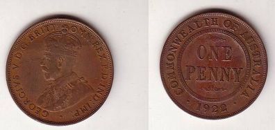 1 Penny Kupfer Münze Australien 1922