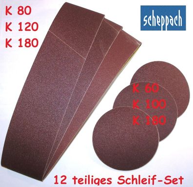 Scheppach BTS 800 & BTS 900x - 12 teiliges Set Schleifpapier Bandschleifer