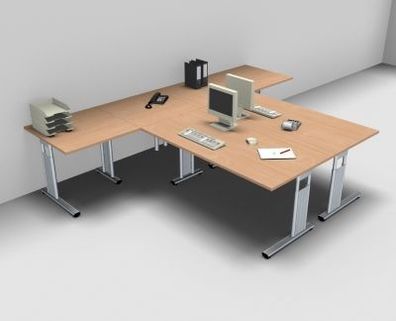 Doppelarbeitsplatz GD14 Schreibtisch Schreibtischkombination Bürotisch Winkeltische