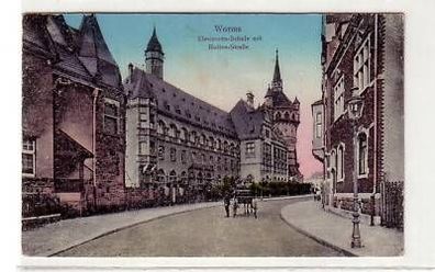 40801 Ak Worms Eleonoren Schule mit Huttenstraße 1920