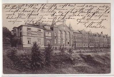 42252 Ak Pössneck Phönixstrasse mit Turnhalle 1911