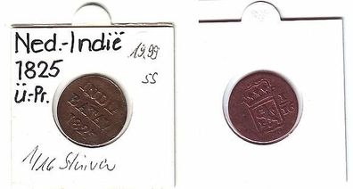 1/16 Stuiver Kupfermünze Niederländisch Ost Indien 1825