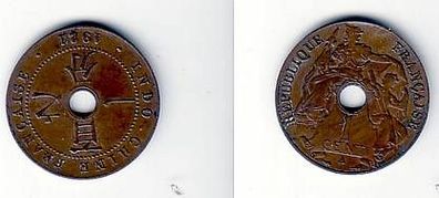 1 Cent Kupfer Münze Französisch Indo China 1921