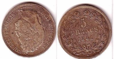 5 Franc Silber Münze Frankreich 1841 W
