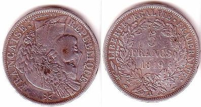 5 Franc Silber Münze Frankreich 1849 A