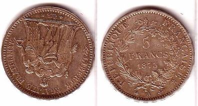 5 Franc Silber Münze Frankreich 1873 A