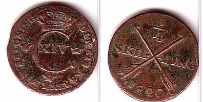 1/4 Skilling Kupfer Münze Schweden 1820