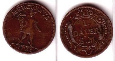 1 Daler Kupfer Münze Schweden 1718 Mercurius