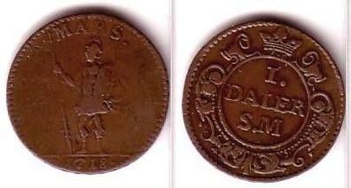1 Daler Kupfer Münze Schweden 1718 Mars