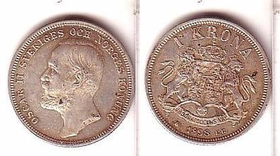 1 Krone Silber Münze Schweden 1898