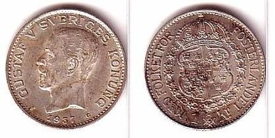 1 Krone Silber Münze Schweden 1937