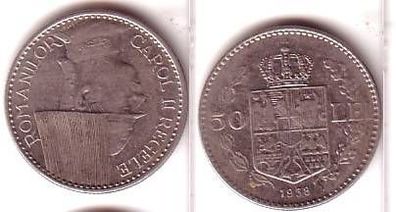 50 Lei Nickel Münze Rumänien 1938