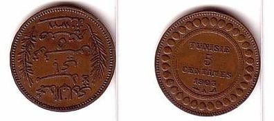5 Centimes Kupfer Münze Tunesien 1903