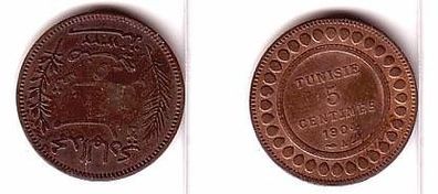5 Centimes Kupfer Münze Tunesien 1904