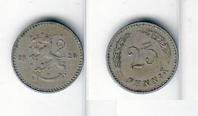 25 Penniä Nickel Münze Finnland 1928