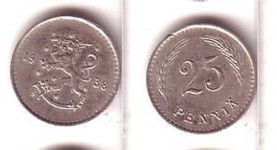 25 Penniä Nickel Münze Finnland 1938