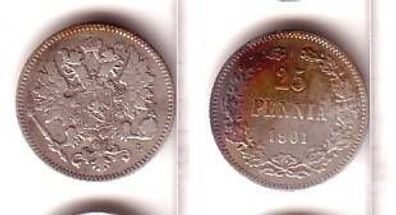 25 Penniä Silber Münze Finnland 1901