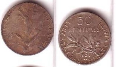 50 Centimes Silber Münze Frankreich 1900