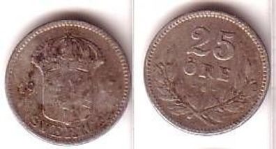 25 Öre Silber Münze Schweden 1917