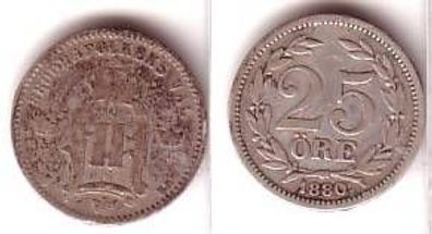 25 Öre Silber Münze Schweden 1880