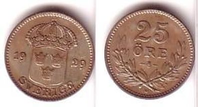 25 Öre Silber Münze Schweden 1929