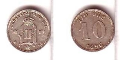 10 Öre Silber Münze Schweden 1896