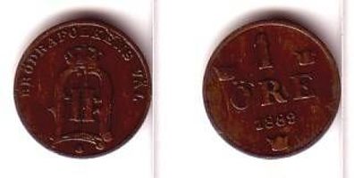 1 Öre Kupfer Münze Schweden 1889