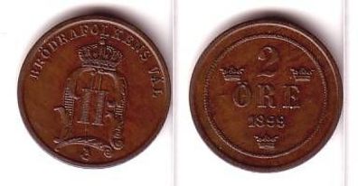 2 Öre Kupfer Münze Schweden 1899