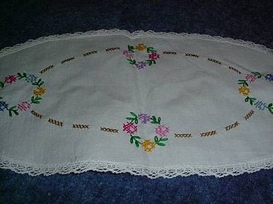 Decke mit bestickten Muster aus Baumwolle 38x19cm-oval