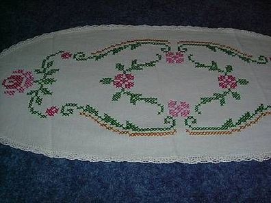 Decke mit Stickerei aus Baumwolle oval-58x27cm
