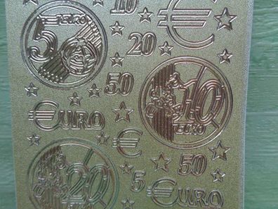 Stickerbogen Motive Euro Geld Geldgutschein diamantiert gold