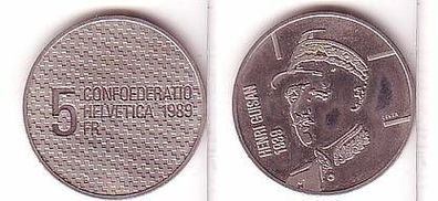 5 Franken Nickel Münze Schweiz Henri Guisan 1989