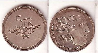 5 Franken Nickel Münze Schweiz Ernest Ansermet 1983