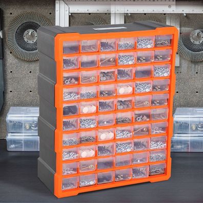 Durhand® Sortierkasten Kleinteilemagazin Teile Box 60 Schubfächer Orange