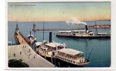 14914 Ak Konstanz Hafeneinfahrt mit Dampfern 1911