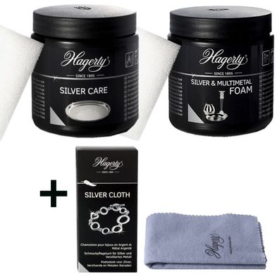 Hagerty Silver Polish Set1 Silver Foam + Silver Care + Silver Cloth silber putzen