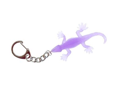 Salamander Schlüsselanhänger Miniblings Anhänger Echse Eidechse lila Leuchtet